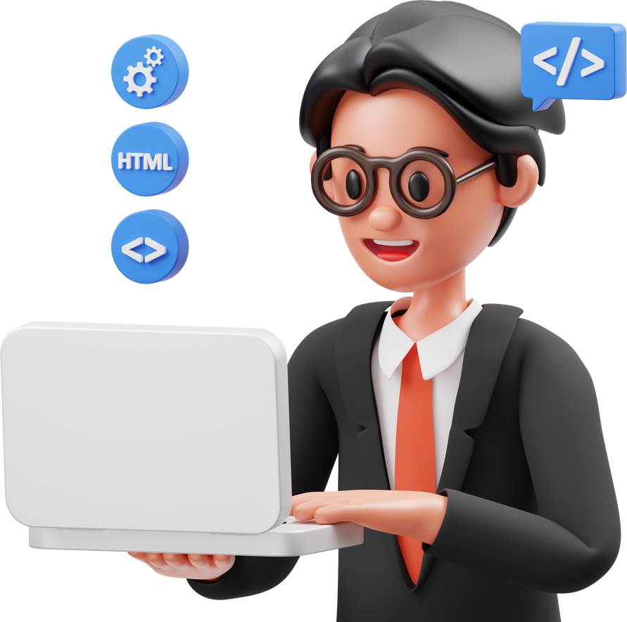 Man Web Developer 3D Illustration